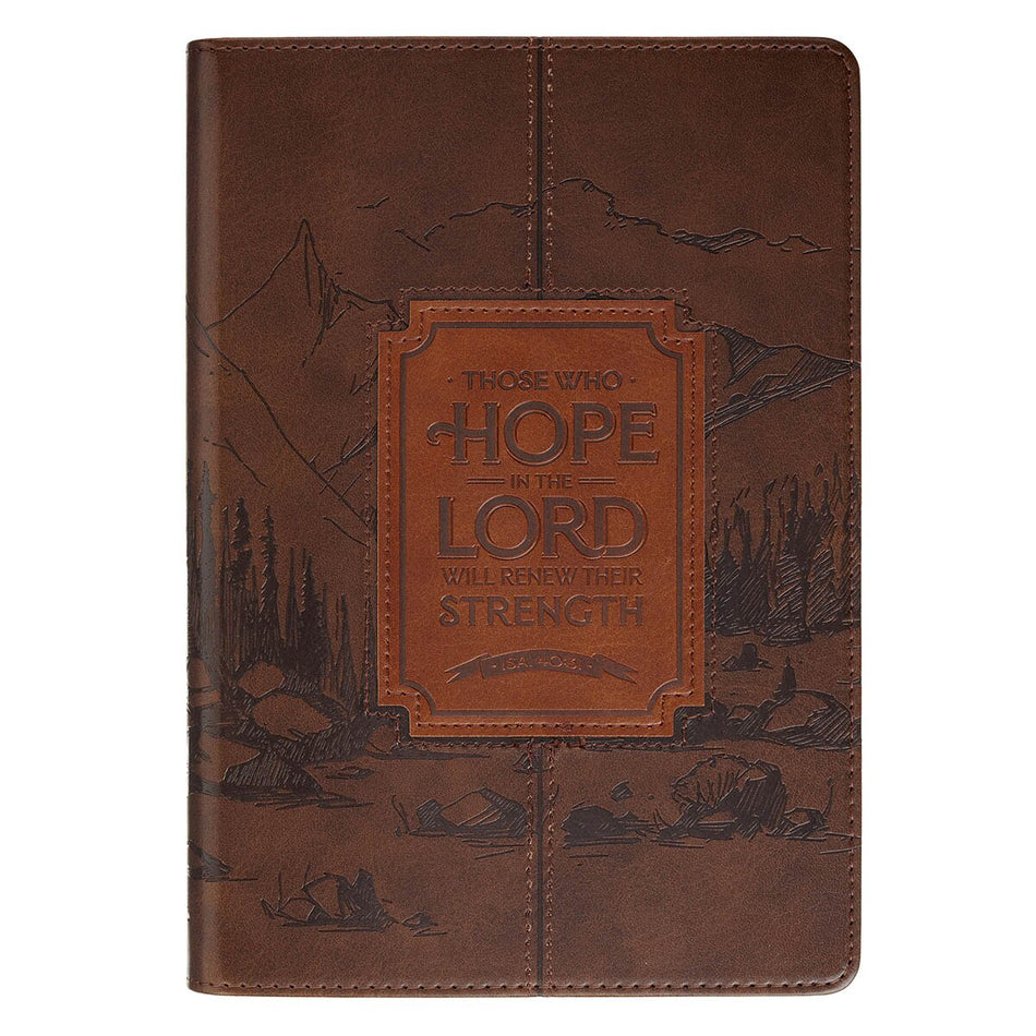 Hope in the Lord Chestnut Brown Faux Leather Classic Journal - Isaiah 40:31 by Christian Art Gifts