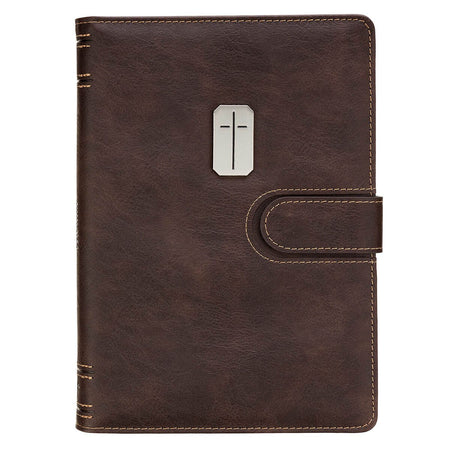 Man of God Espresso Brown Faux Leather Journal Cover with Magnetic Closure by Christian Art Gifts