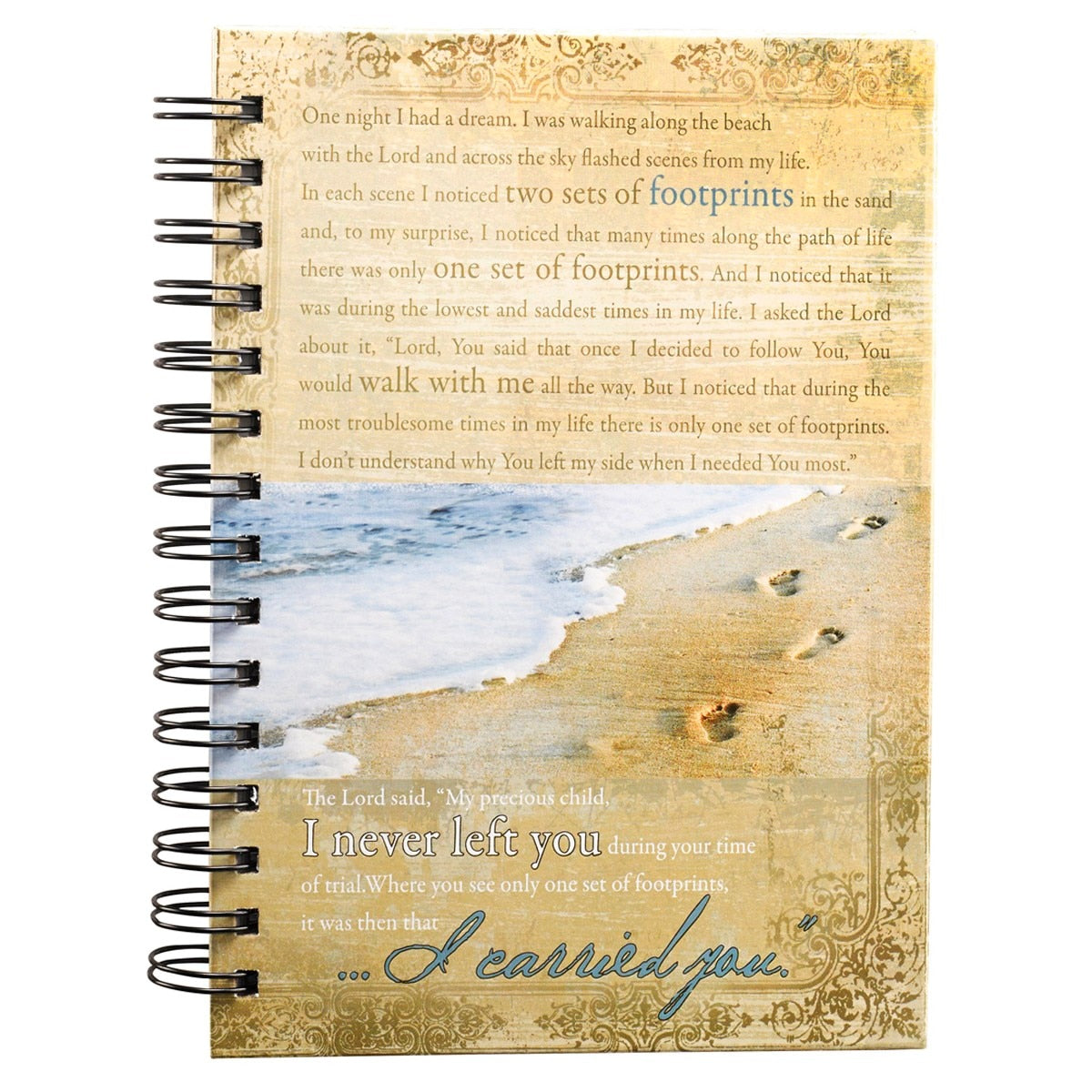 Footprints Large Hardcover Spiral Journal by Christian Art Gifts