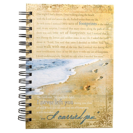 Footprints Large Hardcover Spiral Journal by Christian Art Gifts