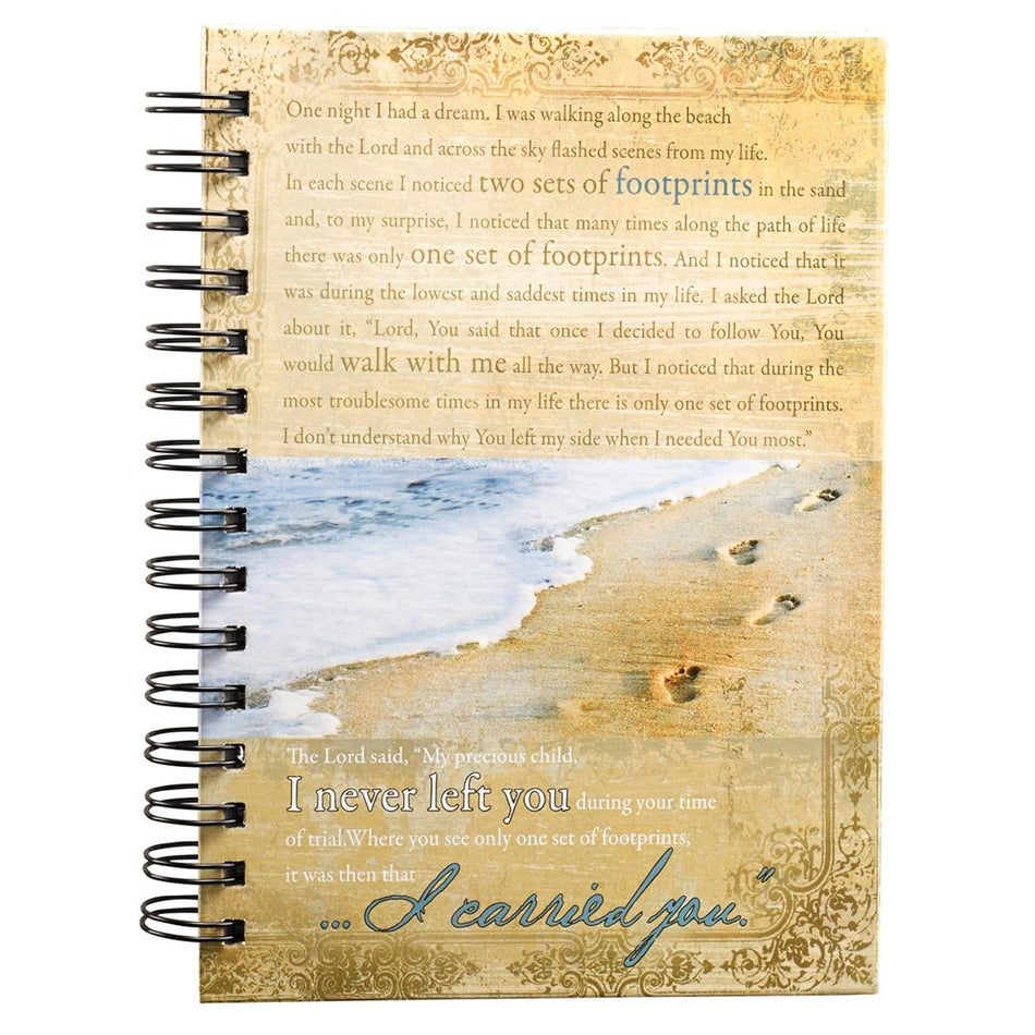 Footprints Large Hardcover Spiral Journal by Christian Art Gifts