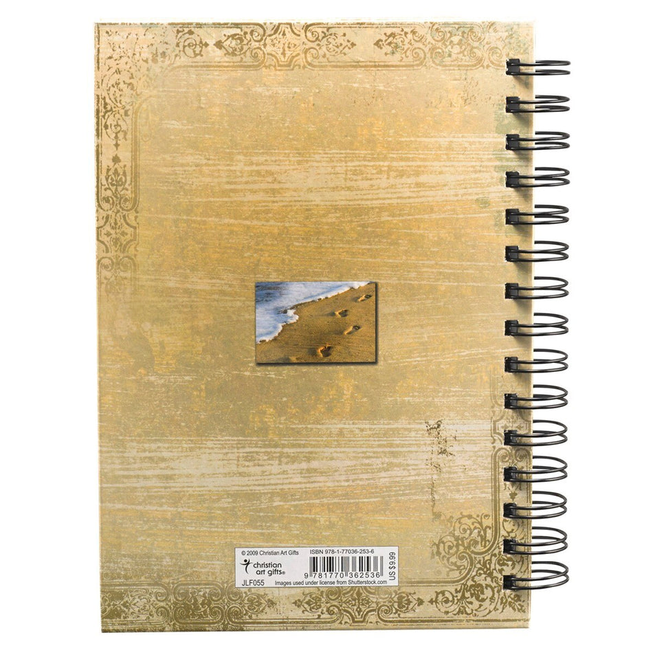 Footprints Large Hardcover Spiral Journal by Christian Art Gifts, product view 2