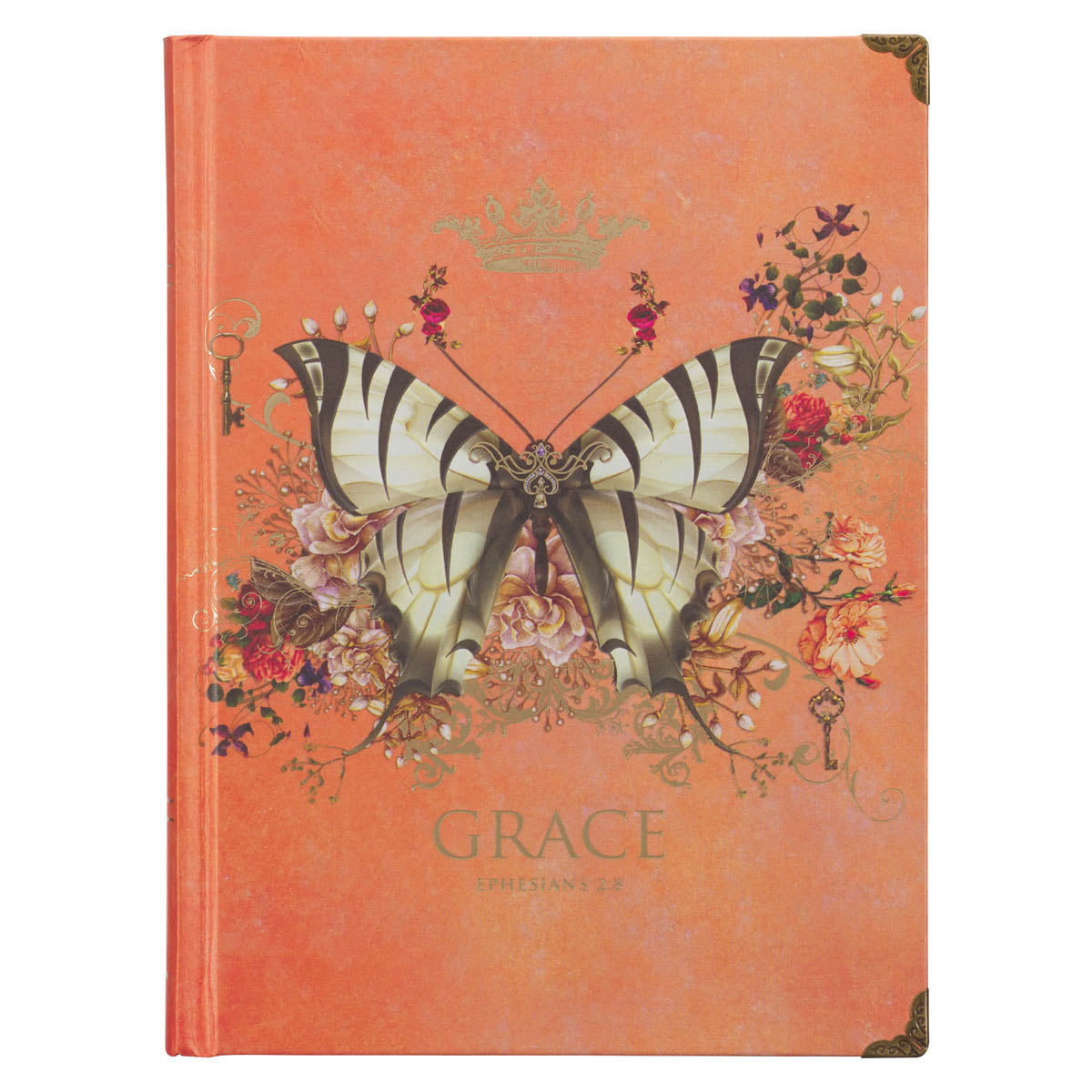 Orange Grace Butterfly Hardcover Journal - Ephesians 2:8 by Christian Art Gifts