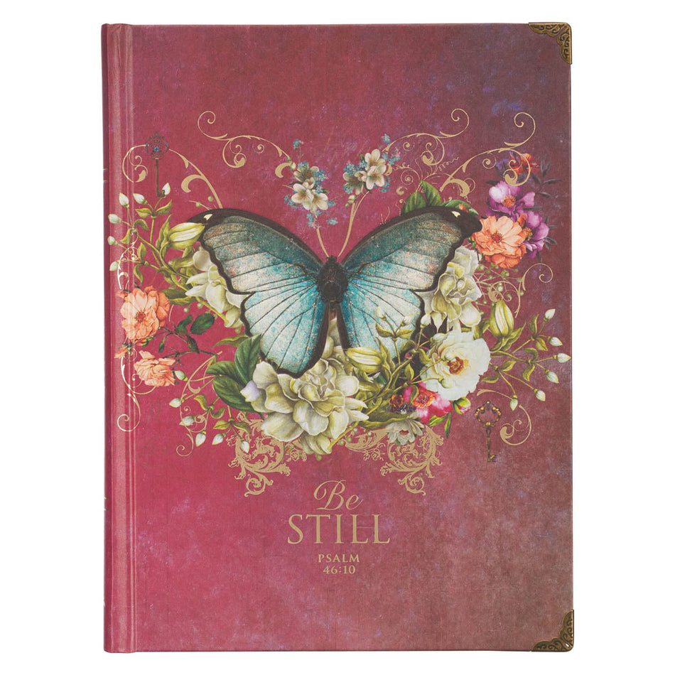 Pink Be Still Butterfly Hardcover Journal - Psalm 46:10 by Christian Art Gifts