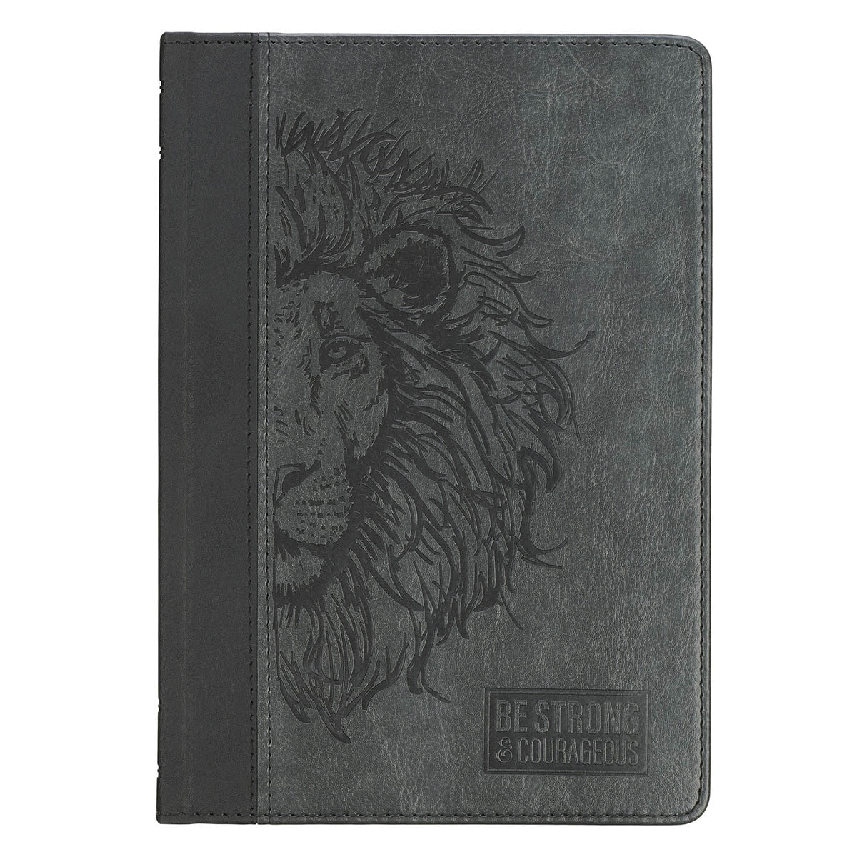Be Strong & Courageous Black Lion Faux Leather Hardcover Journal - Joshua 1:9 by Christian Art Gifts