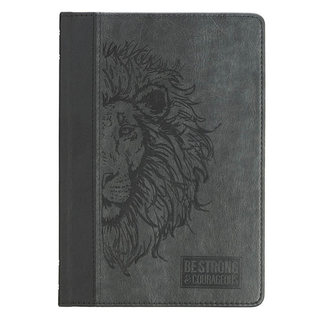 Be Strong & Courageous Black Lion Faux Leather Hardcover Journal - Joshua 1:9 by Christian Art Gifts