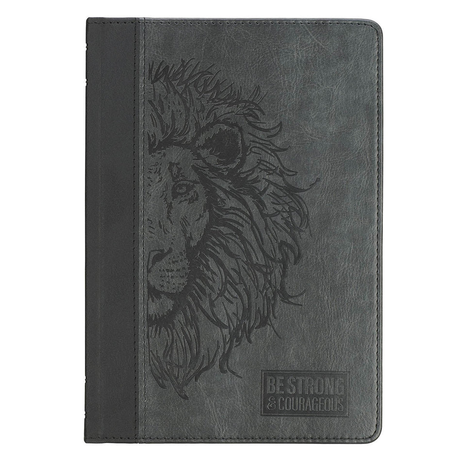Be Strong & Courageous Black Lion Faux Leather Hardcover Journal - Joshua 1:9 by Christian Art Gifts