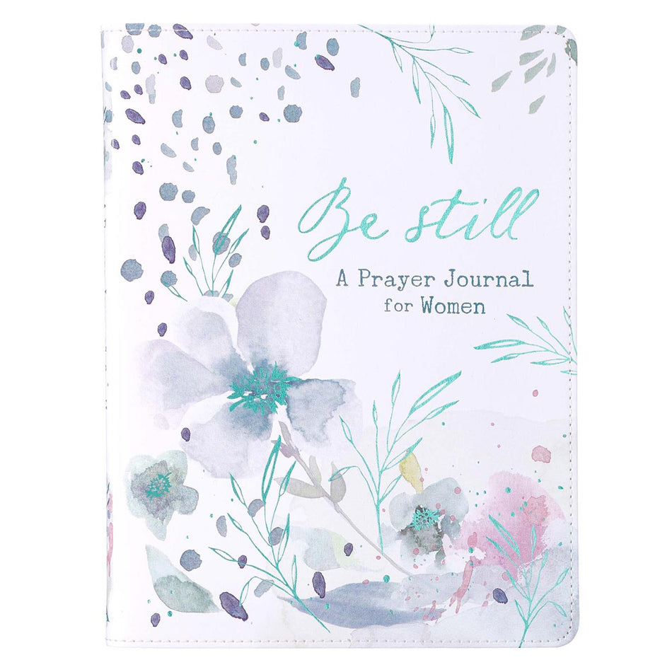 Be Still White Faux Leather Prayer Journal for Women by Christian Art Gifts