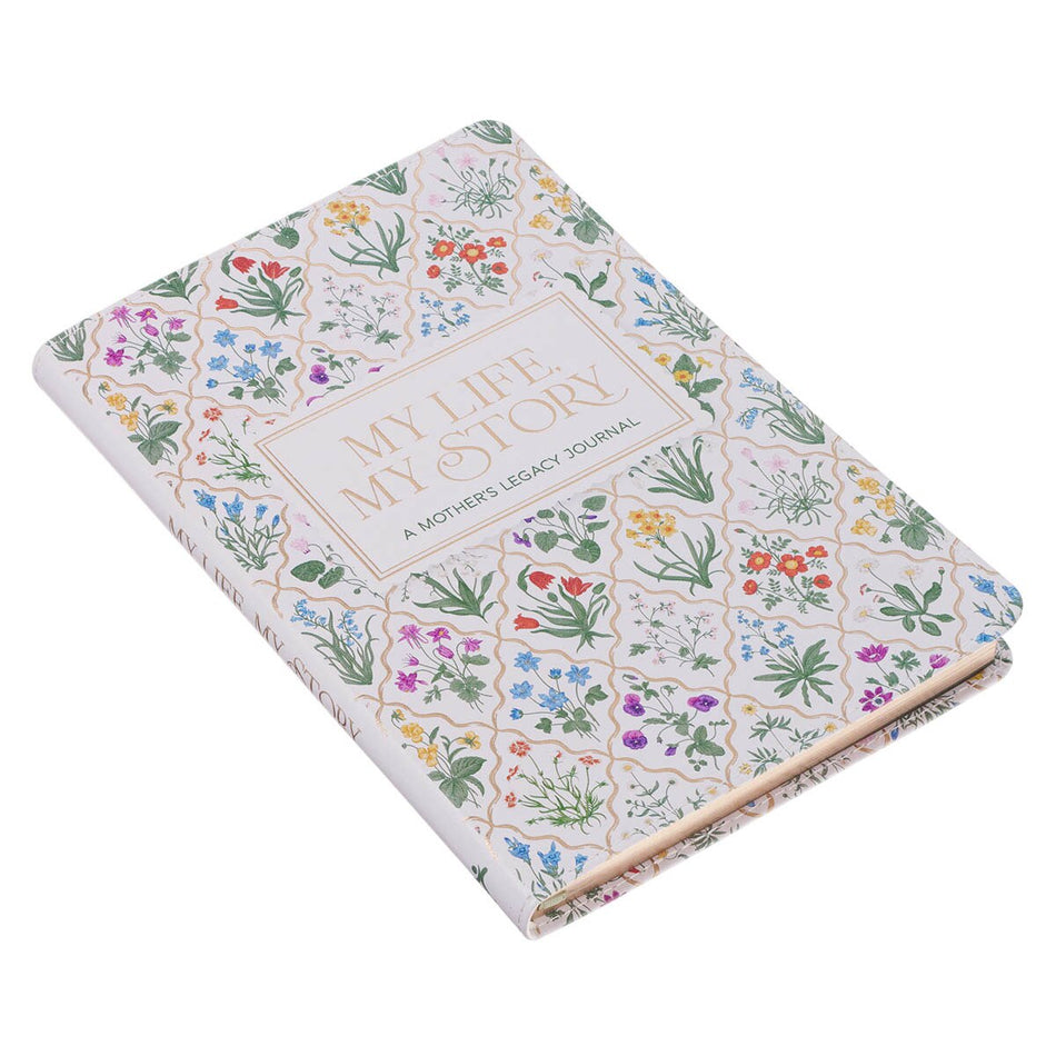 My Life, My Story: A Mother's Legacy Journal White Faux Leather Prompted Journal by Christian Art Gifts, product view 2