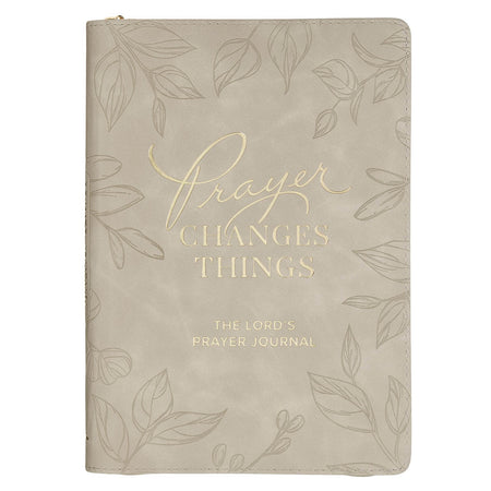 Prayer Changes Things Taupe Faux Leather Prompted Journal by Christian Art Gifts