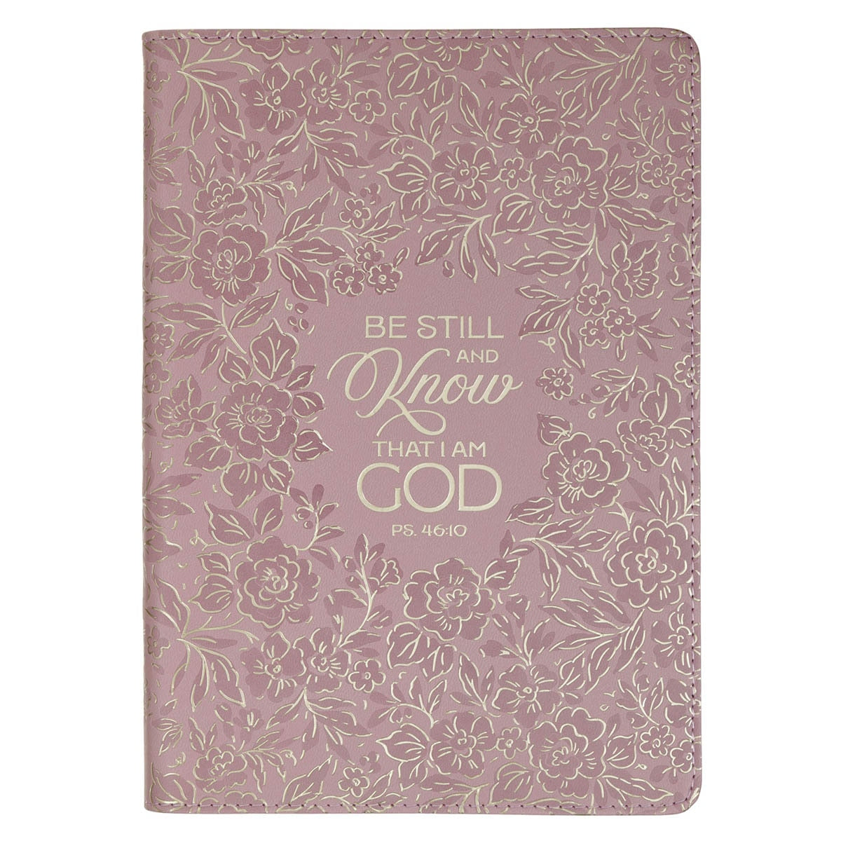 Be Still and Know Mauve Floral Faux Leather Slimline Journal - Psalm 46:10 by Christian Art Gifts