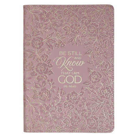 Be Still and Know Mauve Floral Faux Leather Slimline Journal - Psalm 46:10 by Christian Art Gifts