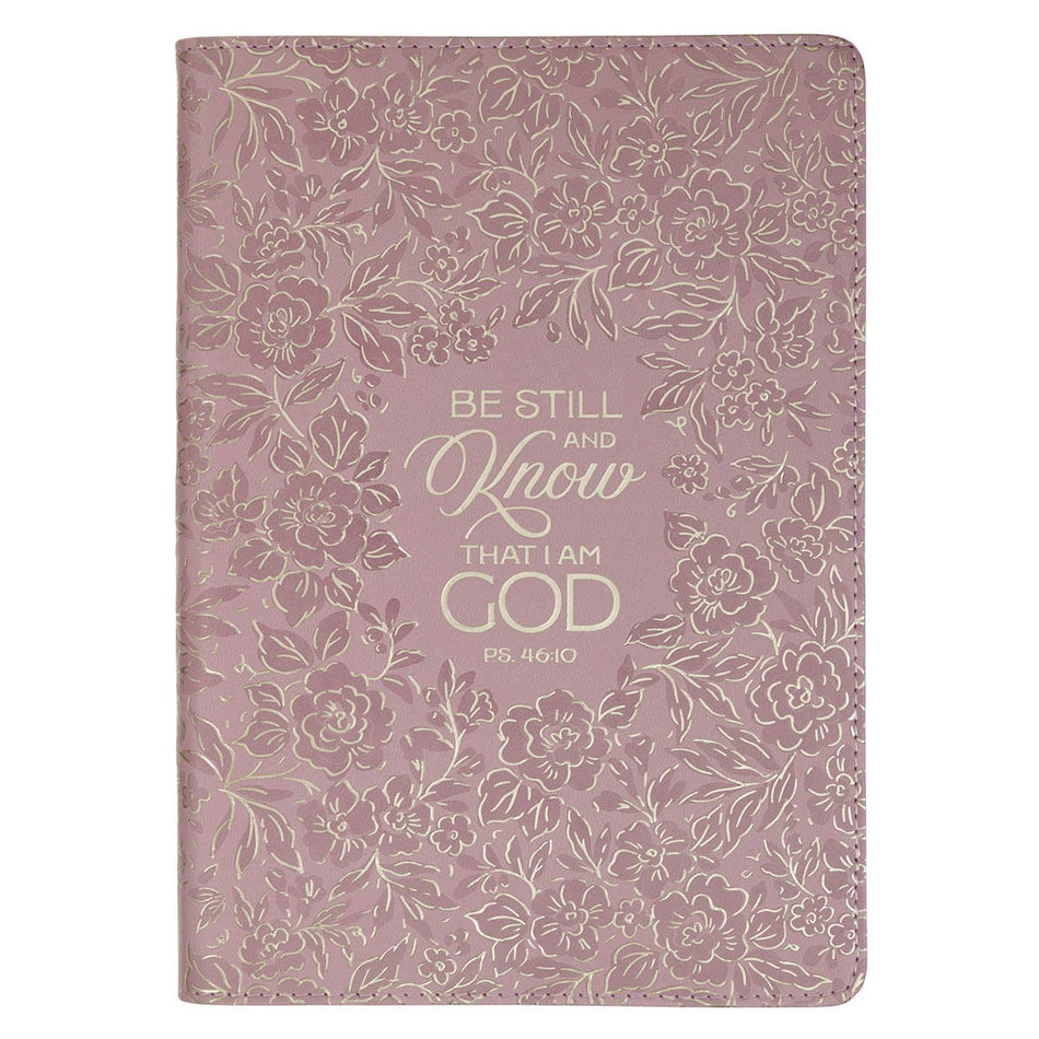 Be Still and Know Mauve Floral Faux Leather Slimline Journal - Psalm 46:10 by Christian Art Gifts