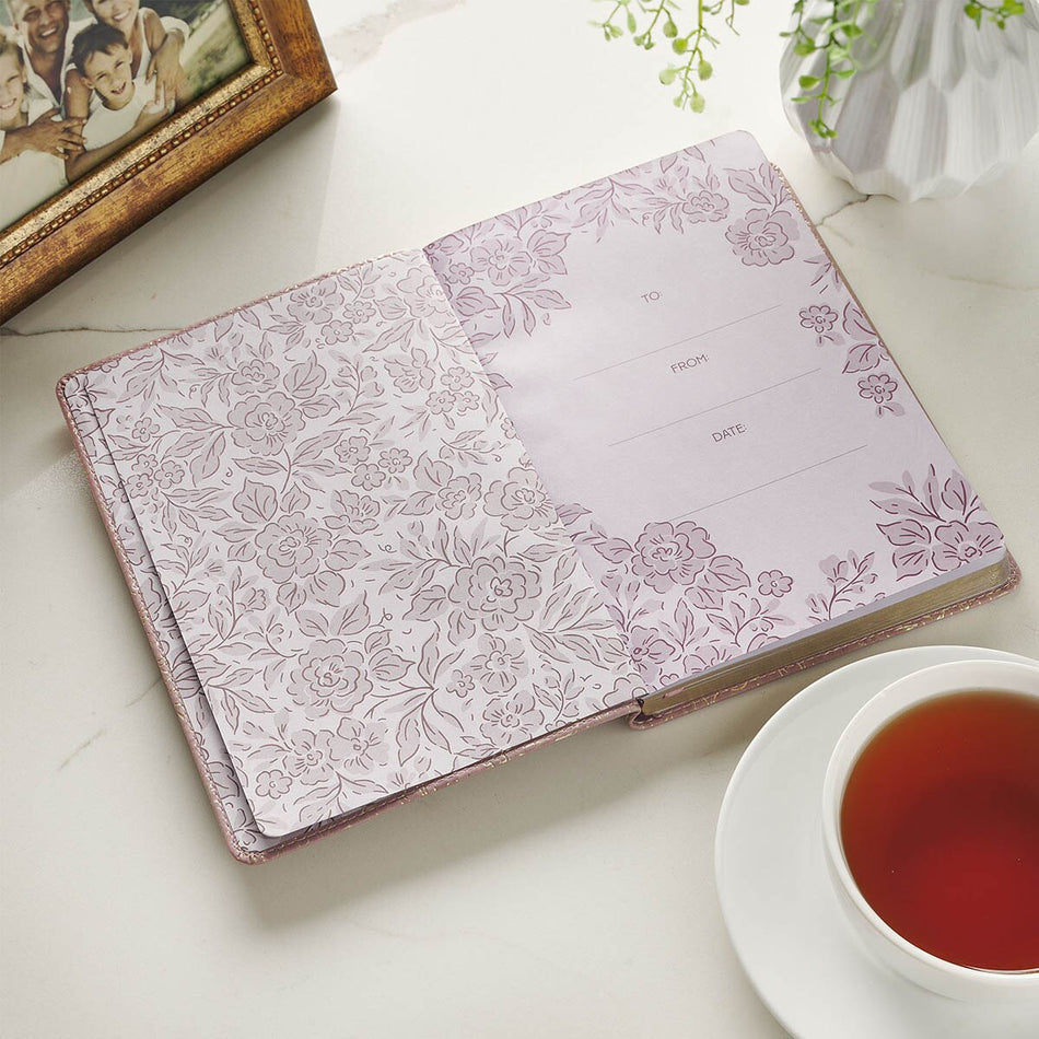 Be Still and Know Mauve Floral Faux Leather Slimline Journal - Psalm 46:10 by Christian Art Gifts, product view 2
