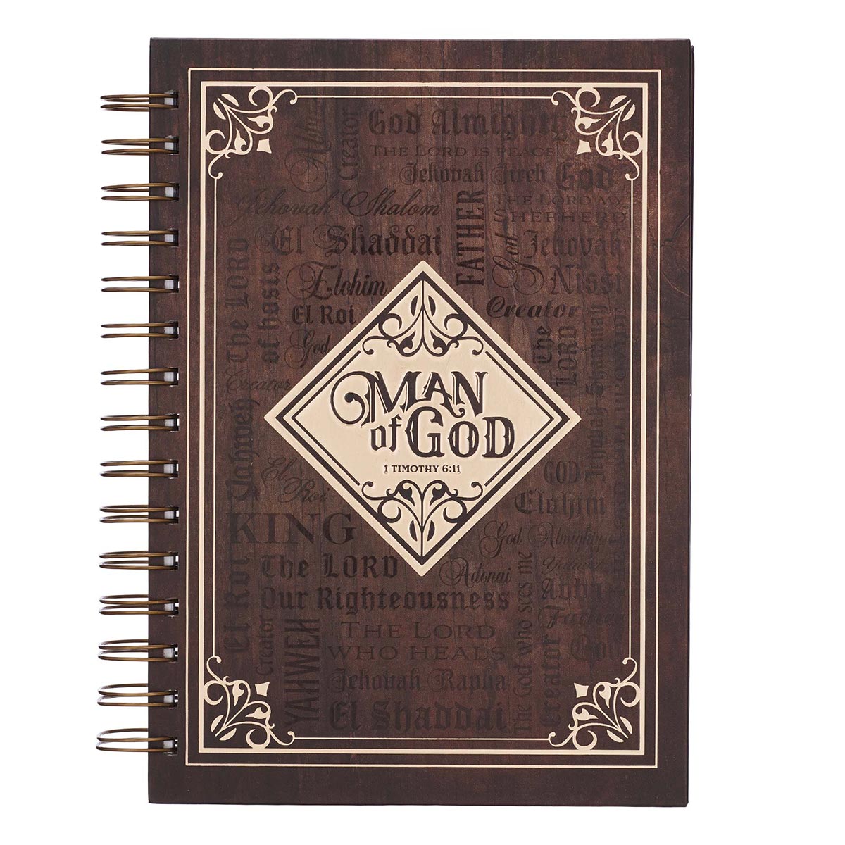 Man Of God Large Spiral Journal in Brown - 1 Timothy 6:11 by Christian Art Gifts