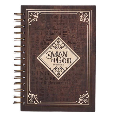 Man Of God Large Spiral Journal in Brown - 1 Timothy 6:11 by Christian Art Gifts
