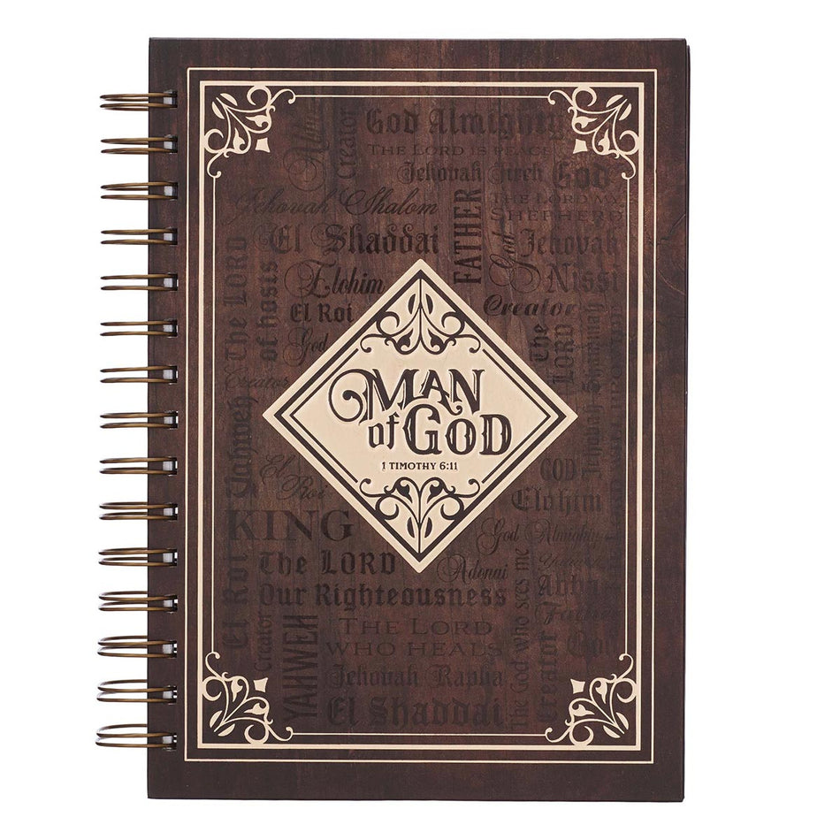 Man Of God Large Spiral Journal in Brown - 1 Timothy 6:11 by Christian Art Gifts