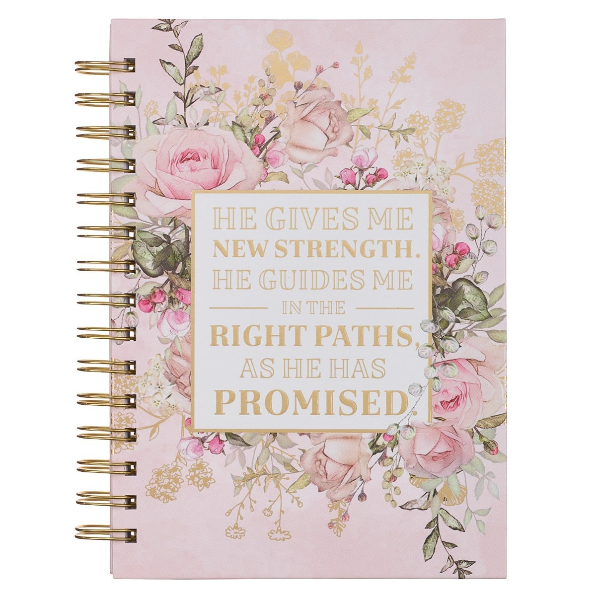 He Gives Me New Strength Large Spiral Journal - Psalm 23:3 by Christian Art Gifts