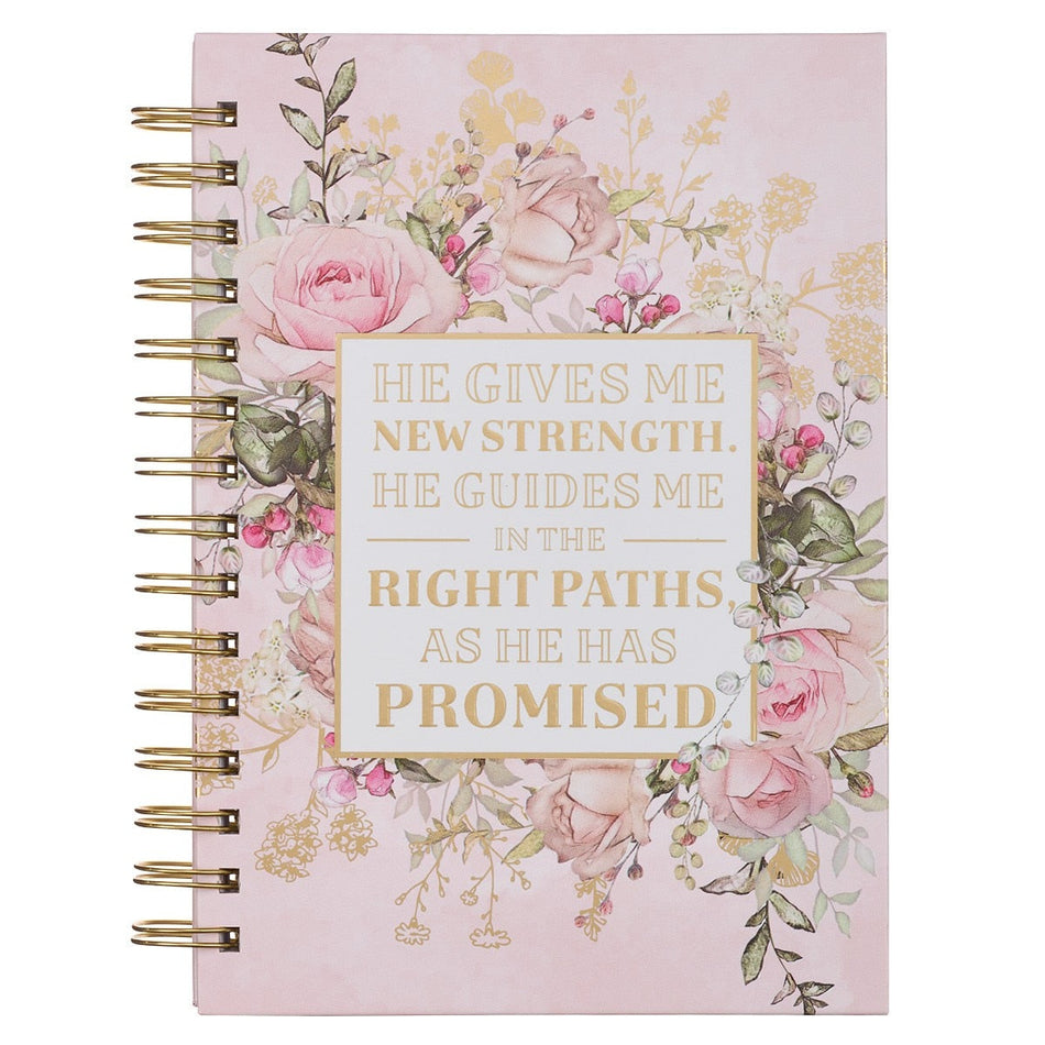 He Gives Me New Strength Large Spiral Journal - Psalm 23:3 by Christian Art Gifts