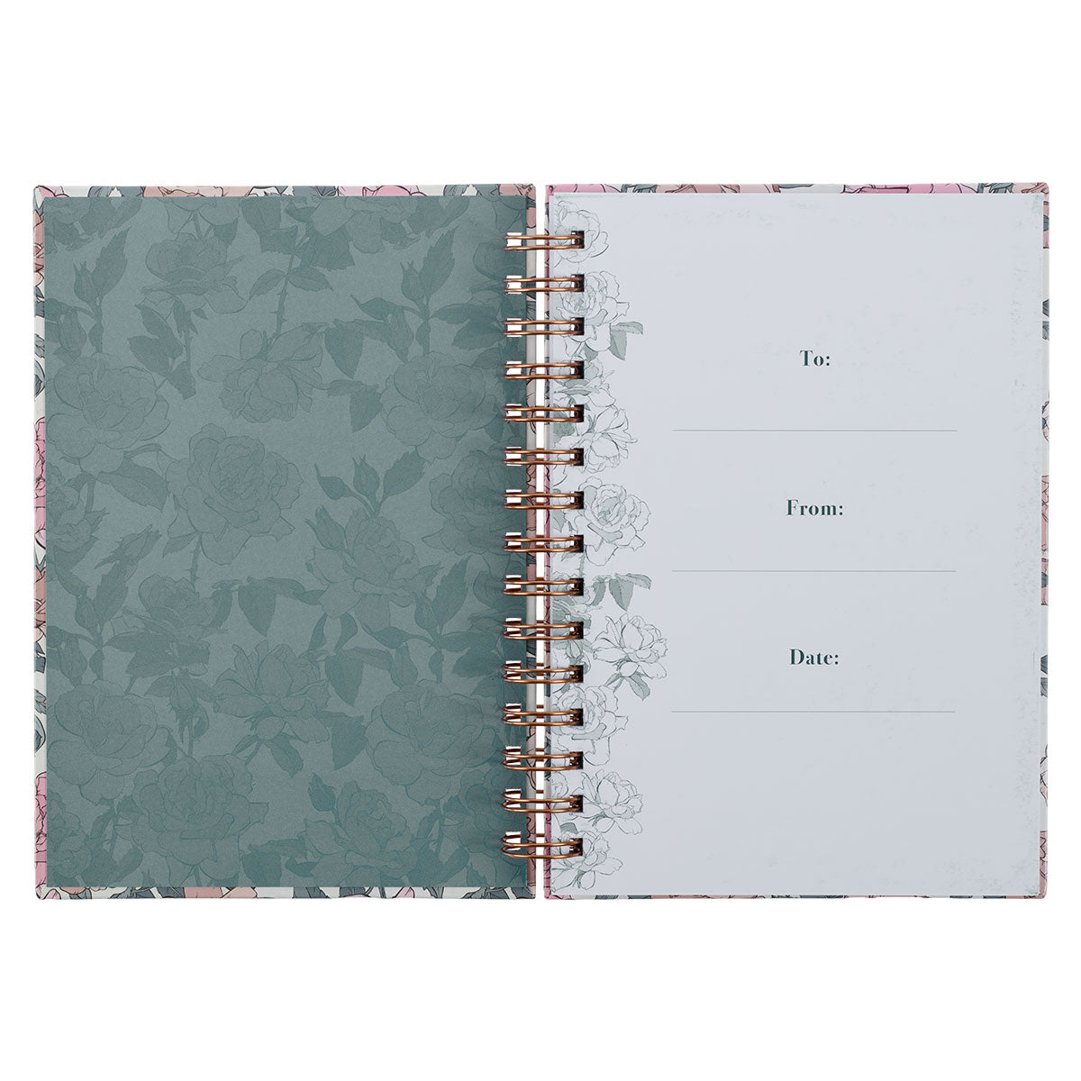 My Strength and My Song Pink Rose Spiral Journal - Psalm 118:14 by Christian Art Gifts, product view 3