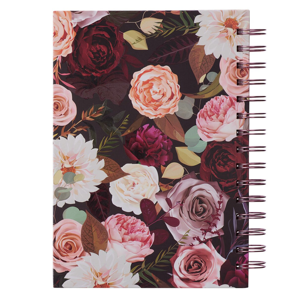 Strong and Courageous Merlot Bouquet Large Spiral Journal - Joshua 1:9 by Christian Art Gifts, product view 2