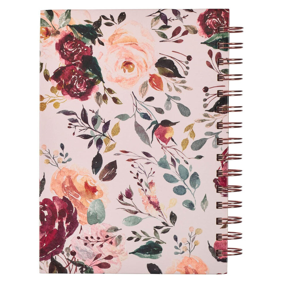 Diario anillado de alambre «Los planes que tengo para ti» con flores de color ciruela - Jeremías 29:11