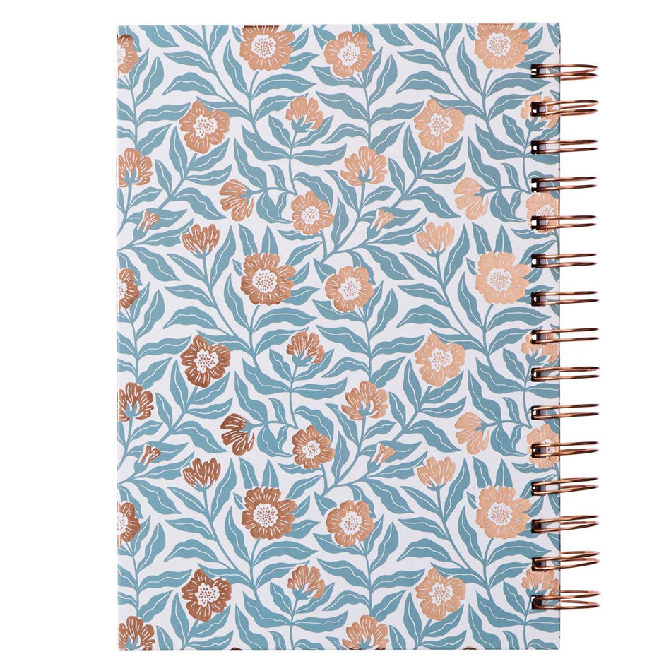 Sufficient Grace Teal Floral Spiral Journal - 2 Corinthians 12:9 by Christian Art Gifts, product view 2
