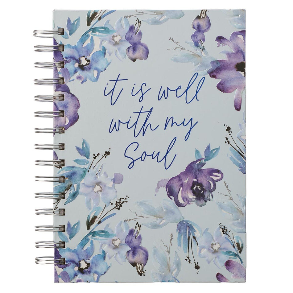Purple Posies It Is Well With My Soul Large Spiral Journal by Christian Art Gifts