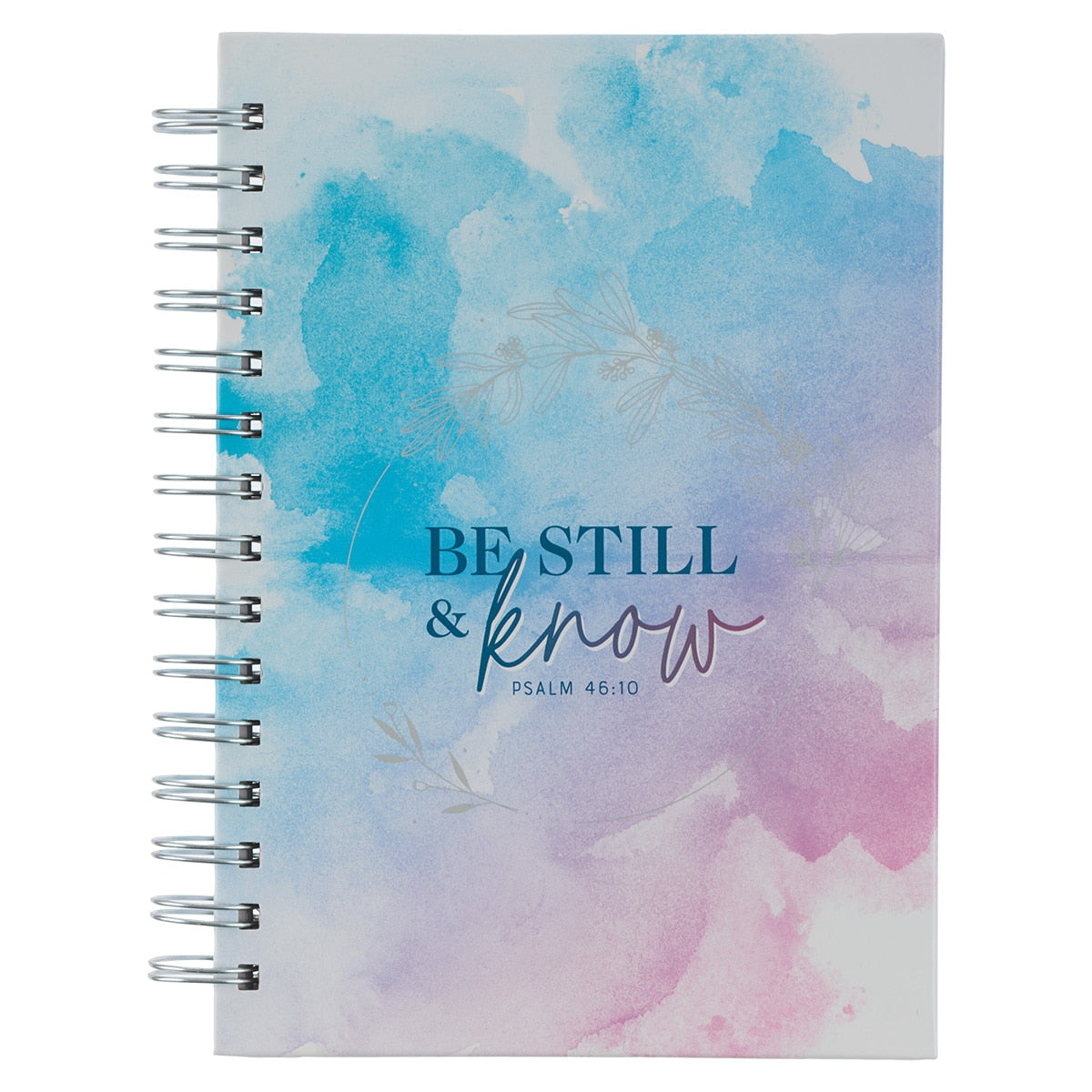Be Still and Know Pink and Blue Watercolor Large Spiral Journal - Psalm 46:10 by Christian Art Gifts