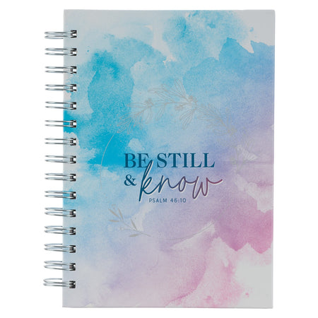 Be Still and Know Pink and Blue Watercolor Large Spiral Journal - Psalm 46:10 by Christian Art Gifts