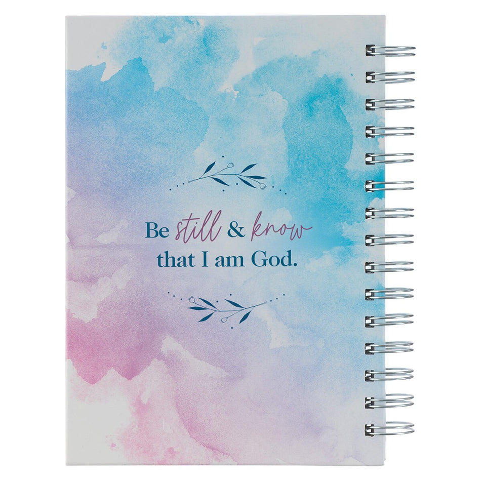 Be Still and Know Pink and Blue Watercolor Large Spiral Journal - Psalm 46:10 by Christian Art Gifts, product view 2