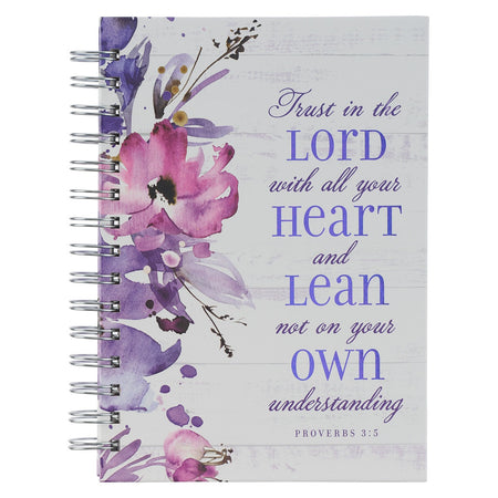 Trust in the Lord Purple Floral Garland Large Spiral Journal - Proverbs 3:5 by Christian Art Gifts