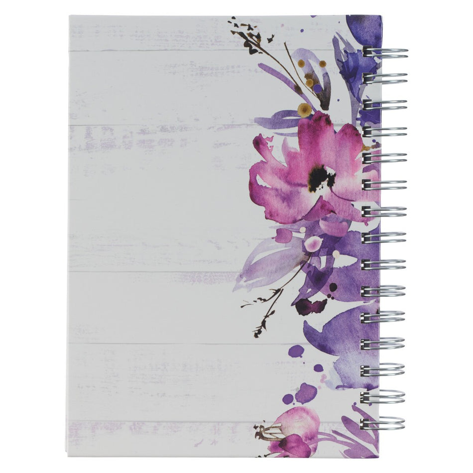 Trust in the Lord Purple Floral Garland Large Spiral Journal - Proverbs 3:5 by Christian Art Gifts, product view 2