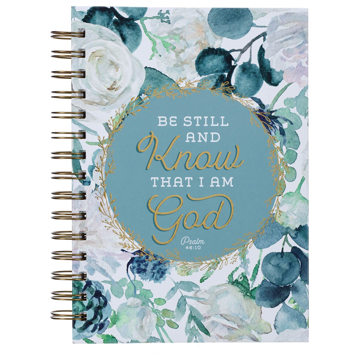 Be Still and Know Teal Floral Spiral Journal - Psalm 46:10 by Christian Art Gifts