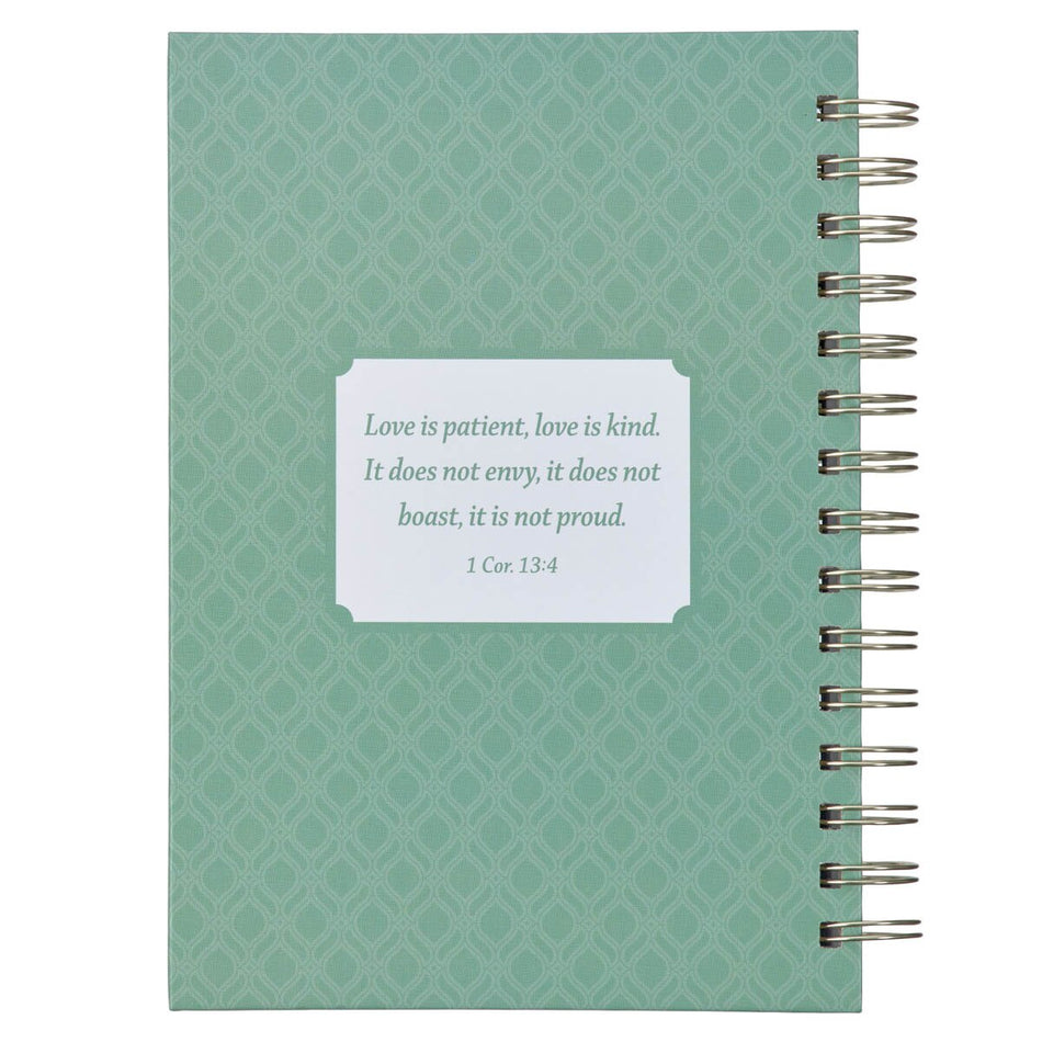 Love is Patient Green Hummingbird Large Spiral Journal - 1 Corinthians 13:4 by Christian Art Gifts, product view 2