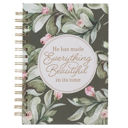 Everything Beautiful Green Wreath Spiral Journal - Ecclesiastes 3:11 by Christian Art Gifts