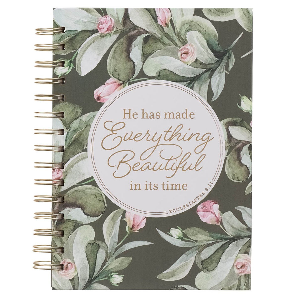 Everything Beautiful Green Wreath Spiral Journal - Ecclesiastes 3:11 by Christian Art Gifts