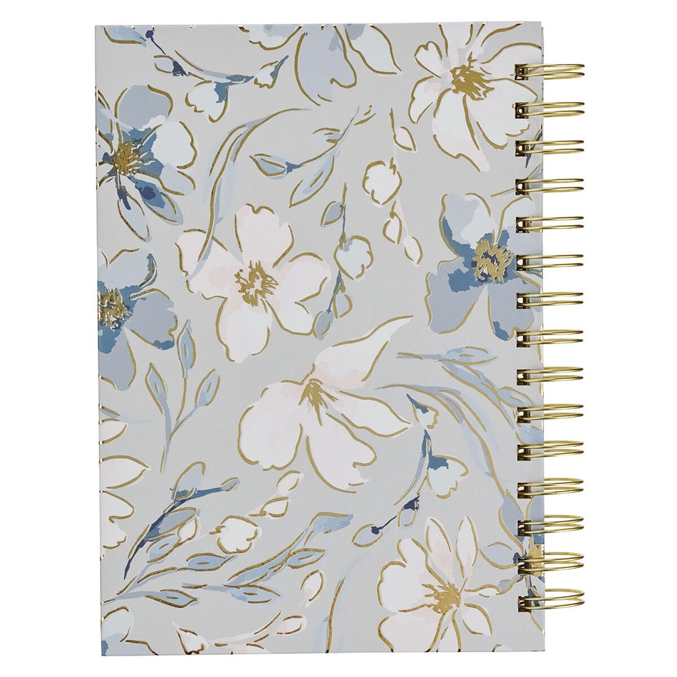 Commit to the Lord Pale Blue Floral Spiral Journal - Proverbs 16:3 by Christian Art Gifts, product view 2