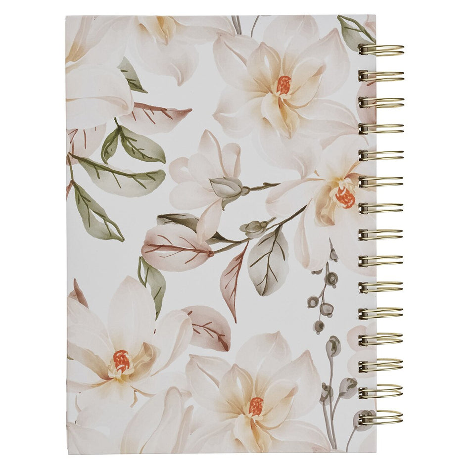 All Things for Good White Magnolia Spiral Journal - Romans 8:28 by Christian Art Gifts, product view 2