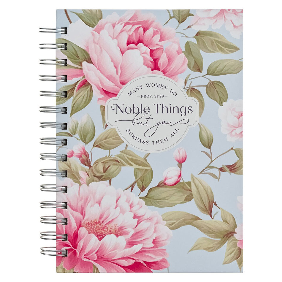 Noble Things Pink Peony Spiral Journal - Proverbs 31:29 by Christian Art Gifts