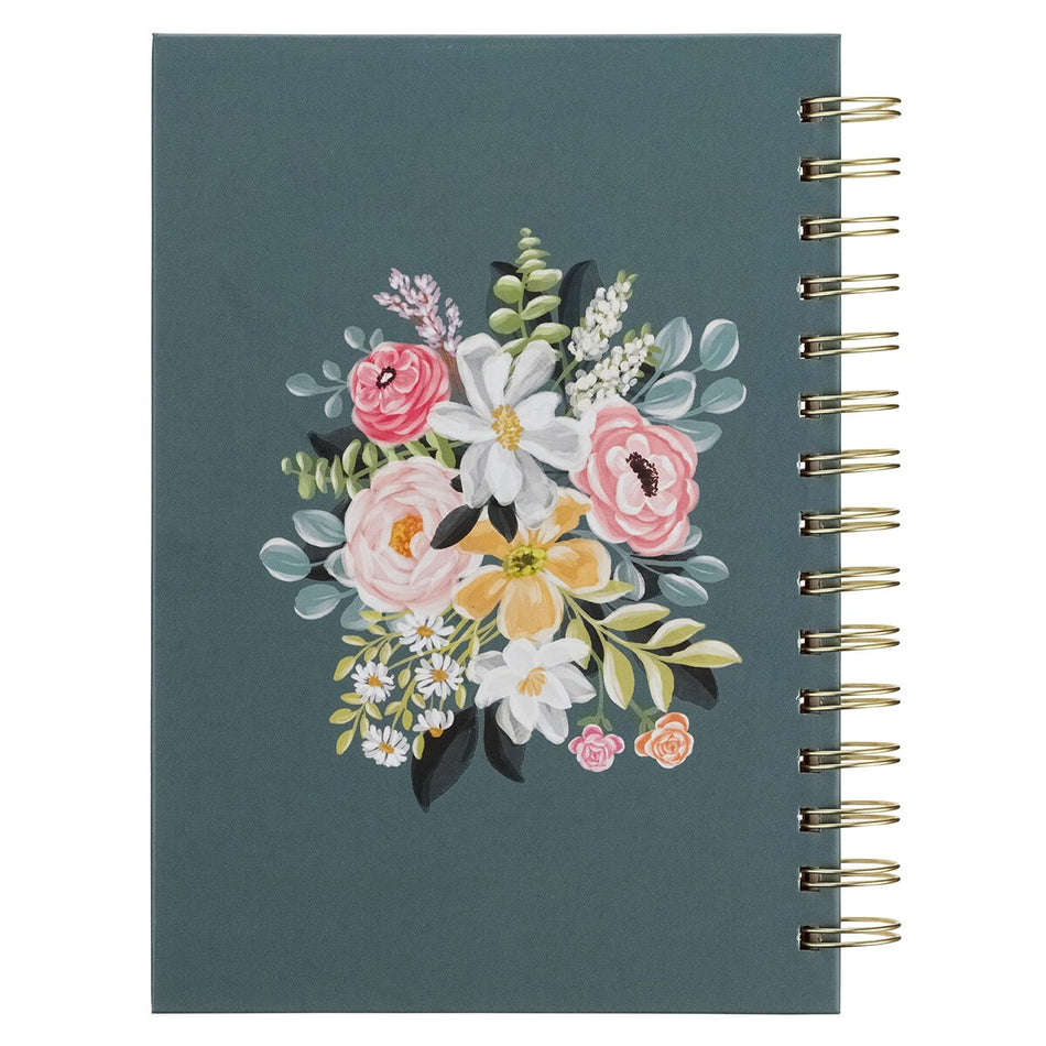 Love the Lord Teal Floral Spiral Journal - Matthew 22:37 by Christian Art Gifts, product view 2