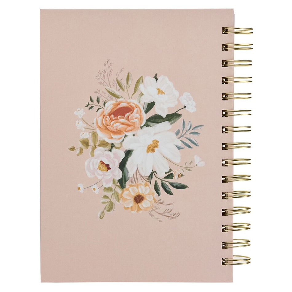 Good Work Peach Floral Spiral Journal - Philippians 1:6 by Christian Art Gifts, product view 2