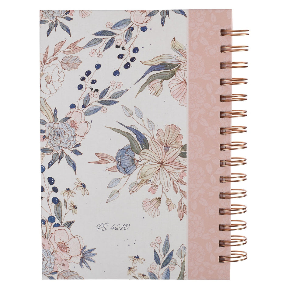 Be Still and Know Pink Floral Spiral Journal - Psalm 46:10 by Christian Art Gifts, product view 2