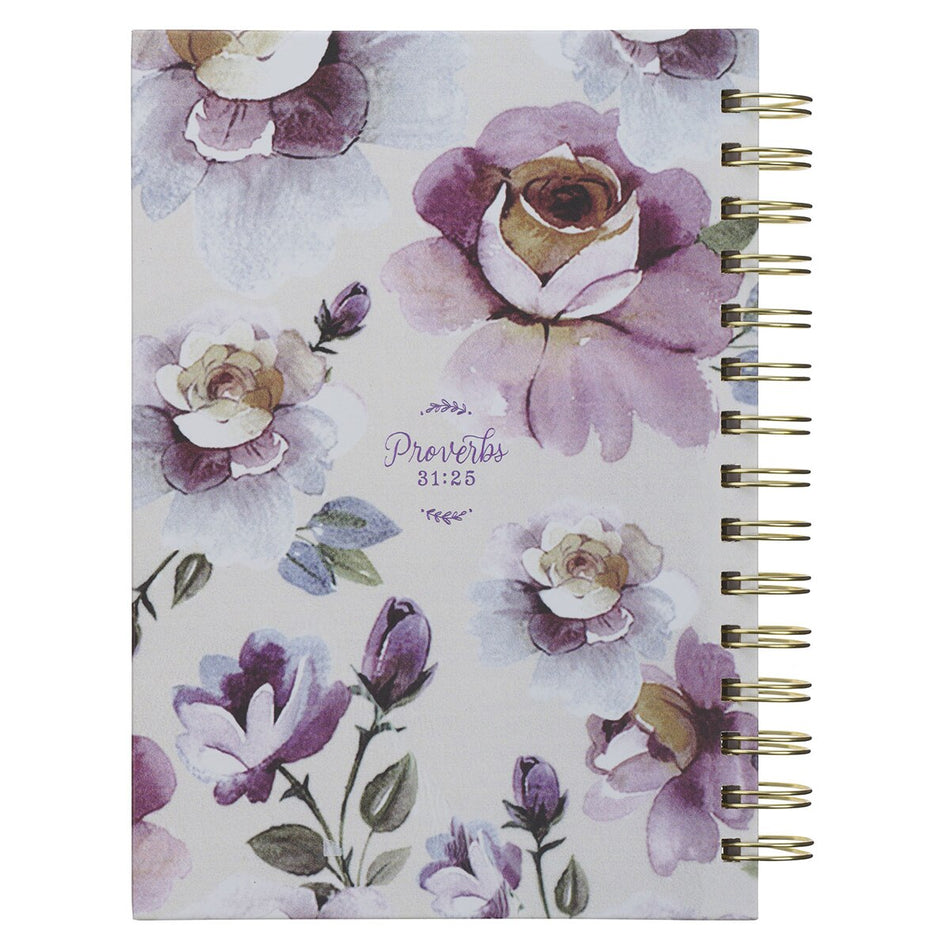 Strength and Dignity Purple Rose Spiral Journal - Proverbs 31:25 by Christian Art Gifts, product view 2
