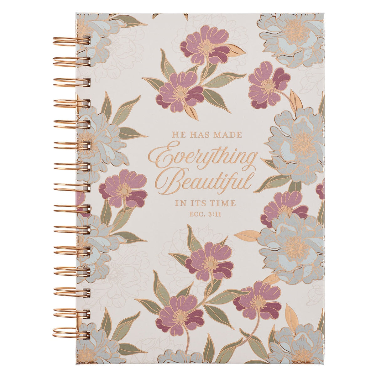 Everything Beautiful Whimsical Blooms Spiral Journal - Ecclesiastes 3:11 by Christian Art Gifts