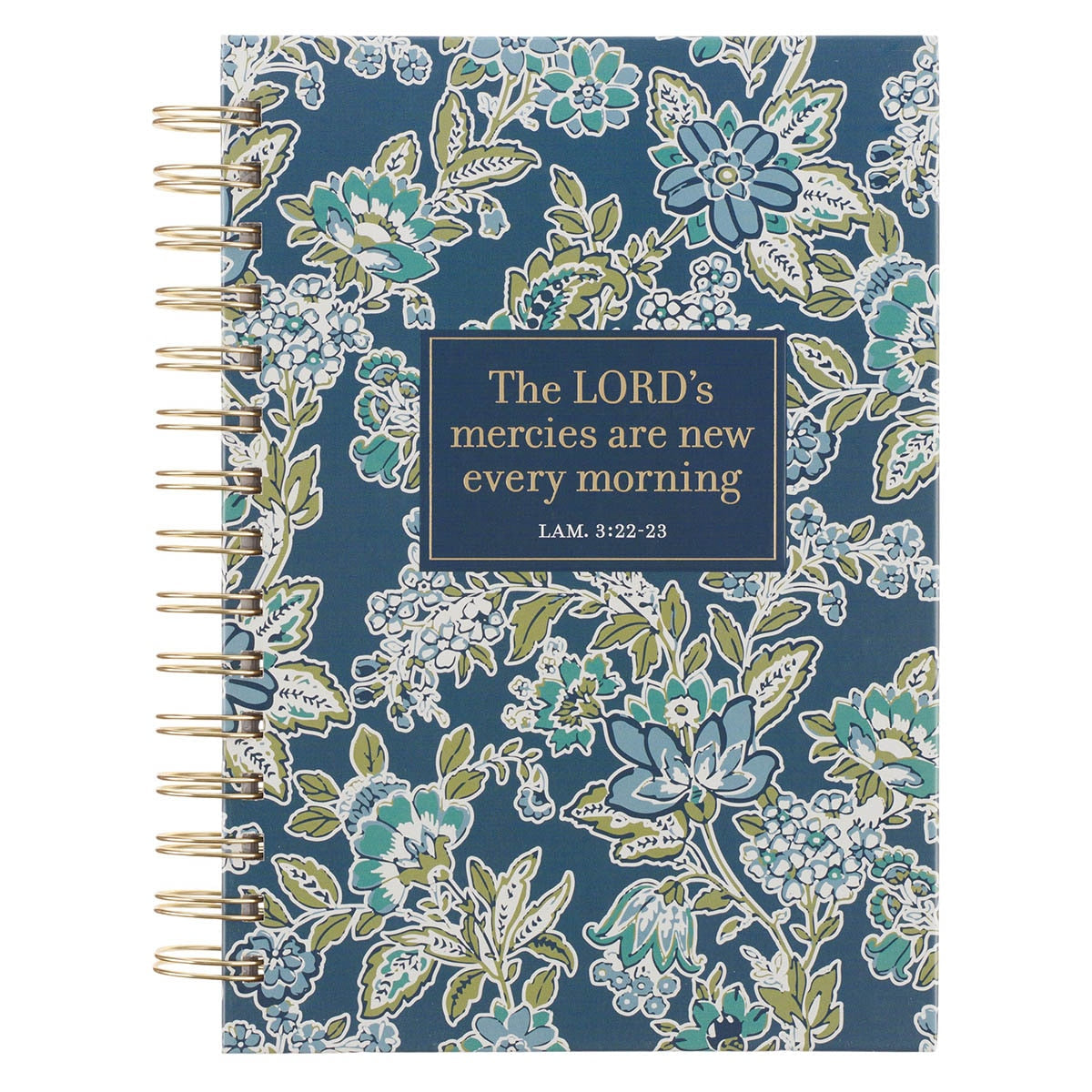 Morning Mercies Blue and Green Floral Spiral Journal - Lamentations 3:22-23 by Christian Art Gifts