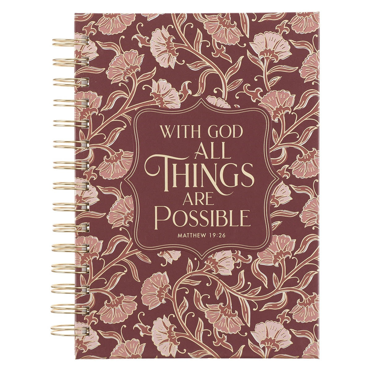 Things Are Possible Burgundy Blush Spiral Journal - Matthew 19:26 by Christian Art Gifts