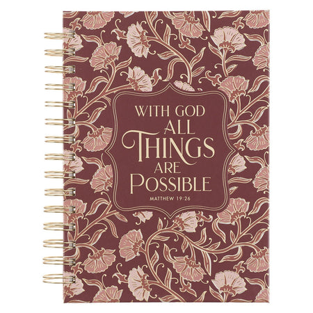 Things Are Possible Burgundy Blush Spiral Journal - Matthew 19:26 by Christian Art Gifts