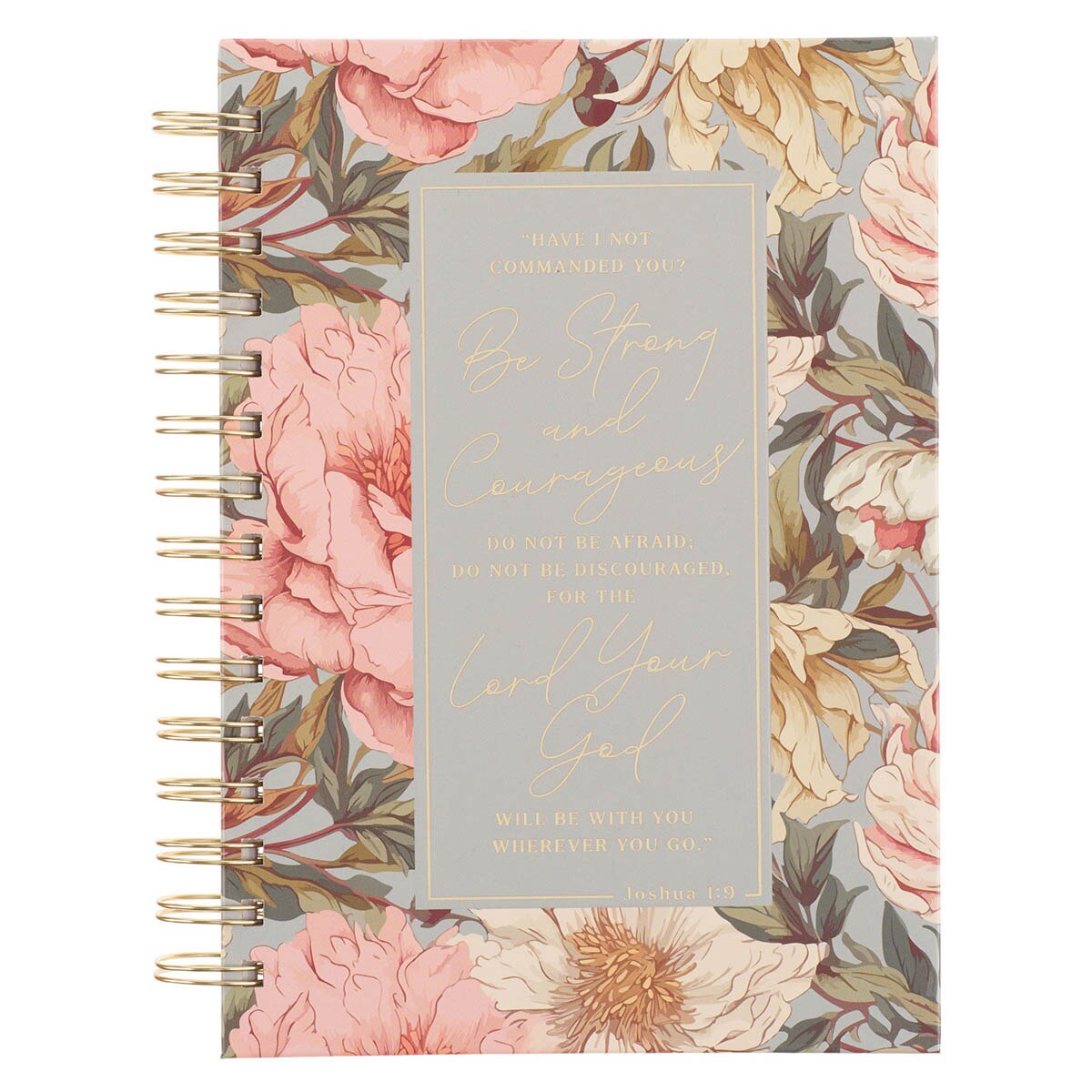 Be Strong and Courageous Delicate Dahlia Spiral Journal - Joshua 1:9 by Christian Art Gifts