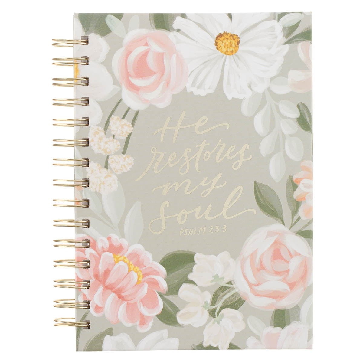 He Restores My Soul Green Garden Spiral Journal - Psalm 23:3 by Christian Art Gifts